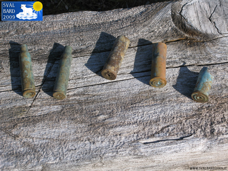 Cartridge cases found near a cabin towards Kapp Guissez