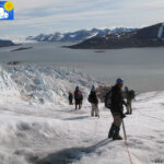 Roped party on the glacier during the descent