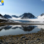 Little lake and glacier in Magdalenefjord