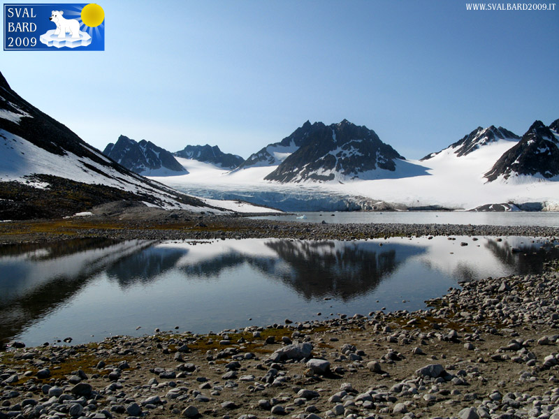 Little lake and glacier in Magdalenefjord