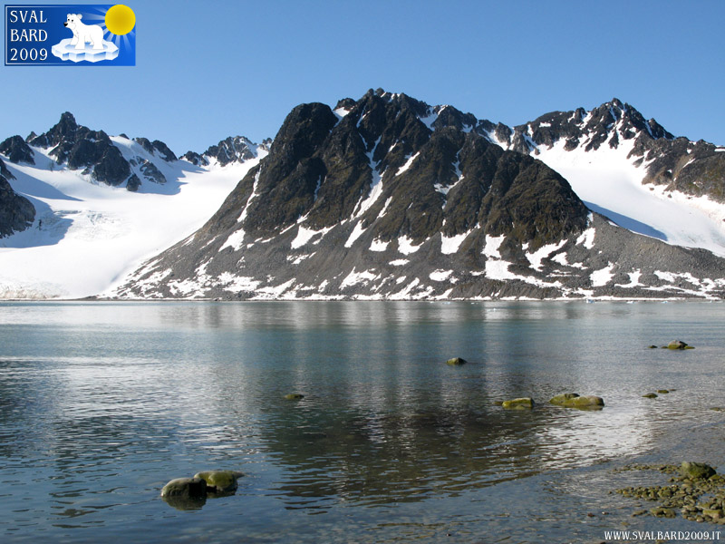 Mountain and glacier from the coast of Magdalenefjord