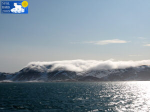 Clouds on the mountains towards Madgalenefjorden