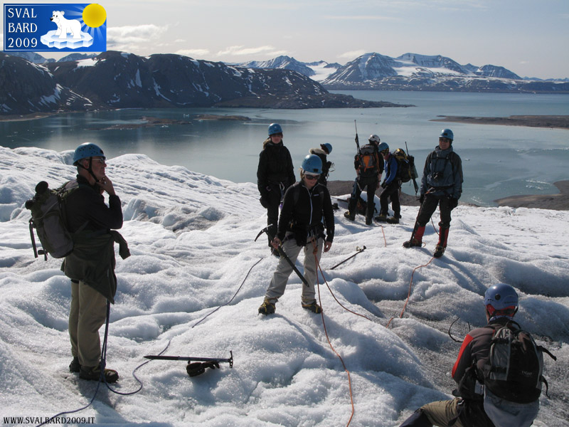 Break on the glacier during the climb