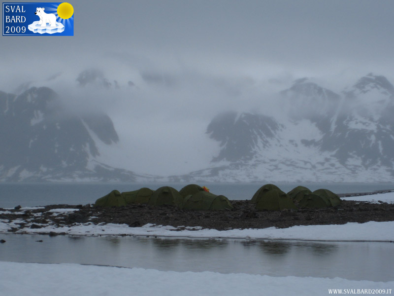 View of the Raudfjord camp from the sea – Picture by Vibeke