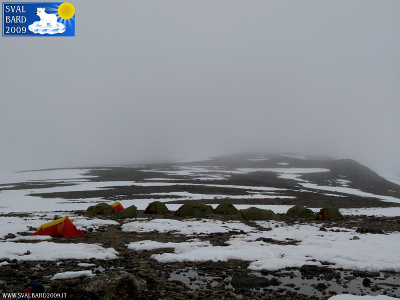 View of the Raudfjord camp from the big tent